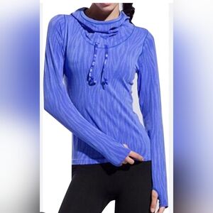 ATHLETIC ESSENTIALS Blue/Purple Long Sleeve Cowl Neck Hoodie Athletic Top Sz S